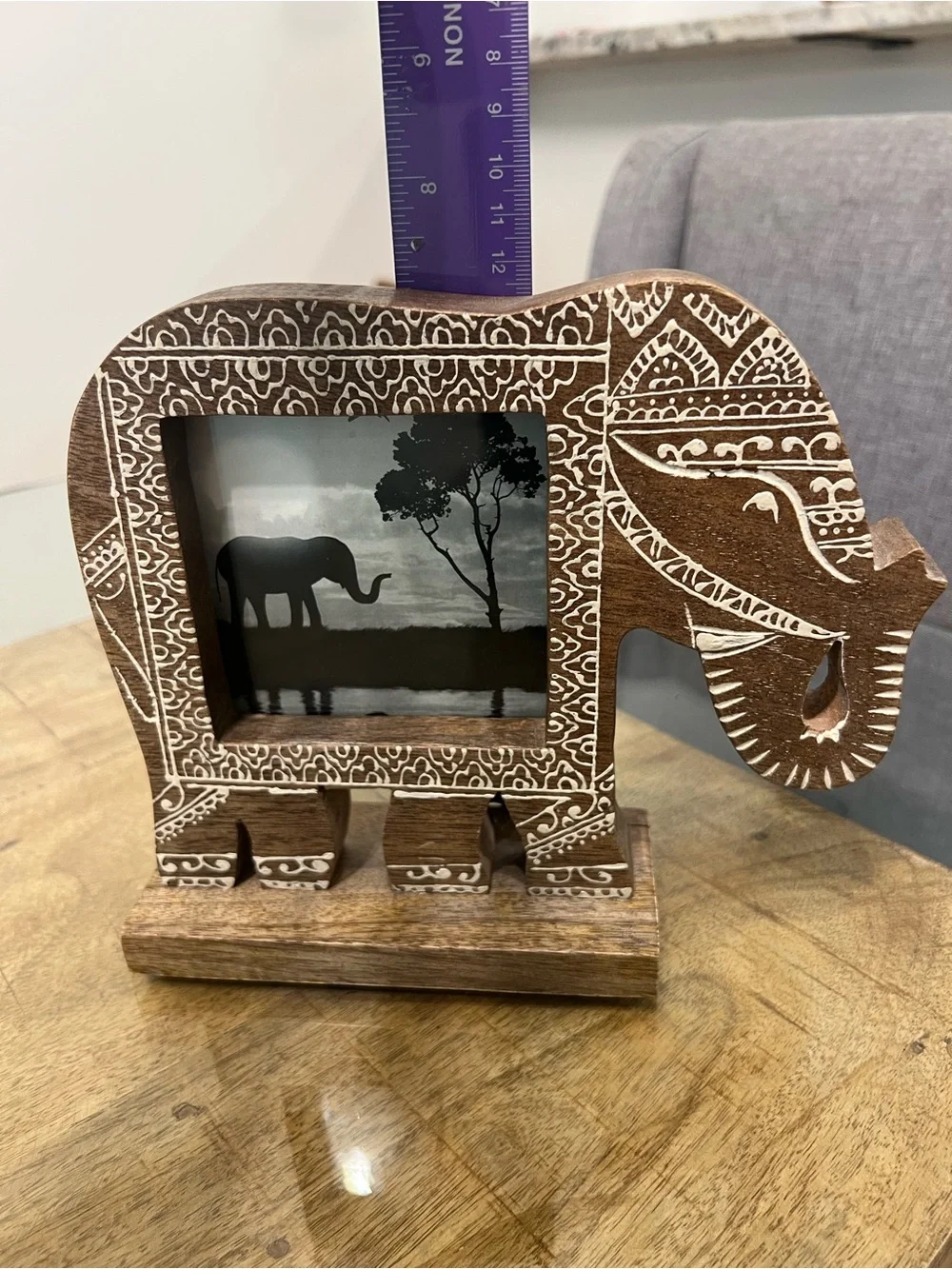 Handcrafted Elephant Wood Photo Frame